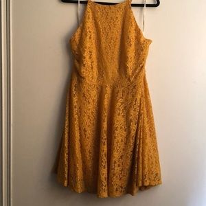 Forever21 plus yellow gold high neck mini dress